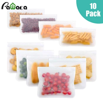 

10 Pack Vacuum Sealed Food Storage Bag Reusable Freezer Bag Leakproof Sandwich Snack Fruit Meat Milk Containers Lunch Fresh Bags