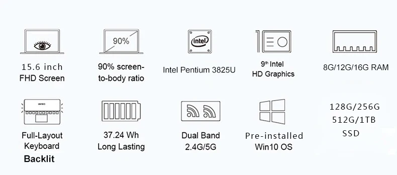 15.6 inch 12G RAM 128G/256G/512G/1TB SSD With 1920*1080 IPS Screen Fingerprint recognition Backlit Keyboard Laptop