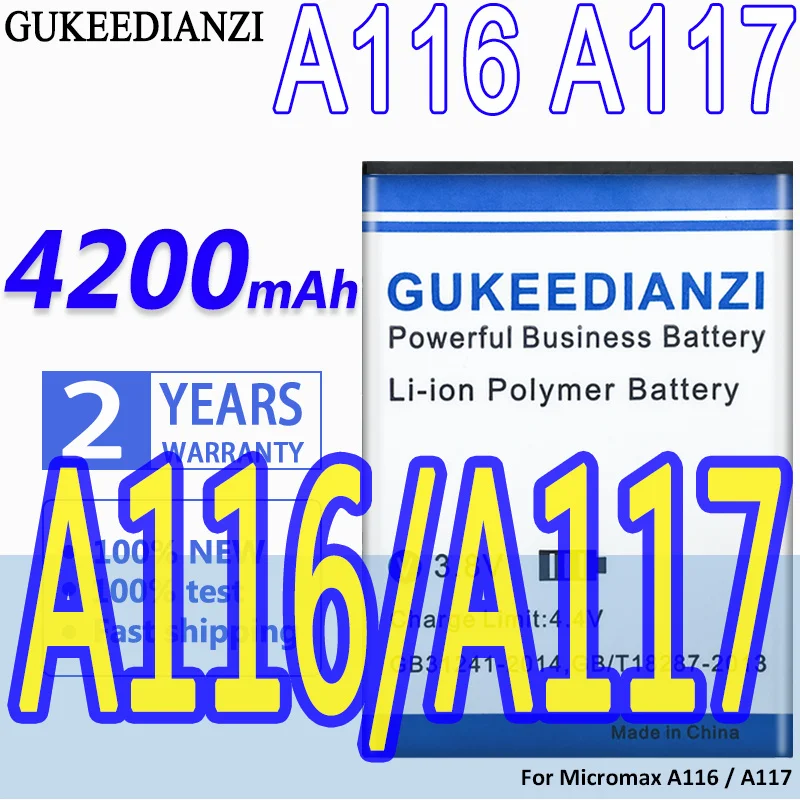 GUKEEDIANZI 4200mAh Battery For Micromax A114 A92 A106 A115 A116 A117 A210 S9101 Q340 Q338 S9111 Mobile Phone Batteries | Мобильные