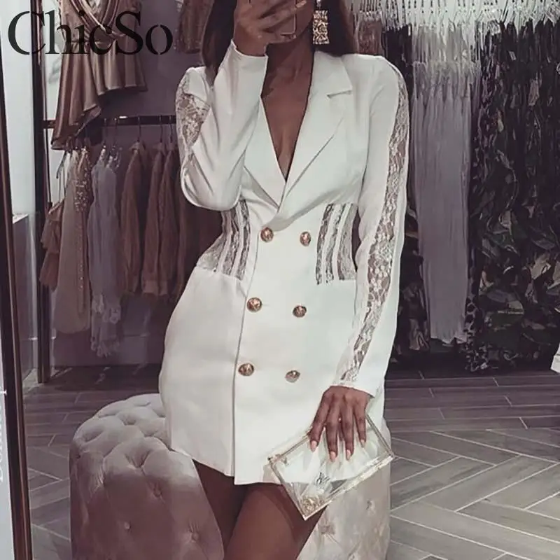 MissyChilli White lace patchwork short blazer dress Women elegant bodycon long sleeve dress Hollow out winter office lady dress
MissyChilli White lace patchwork short blazer dress Women elegant bodycon long sleeve dress Hollow out winter office lady dress