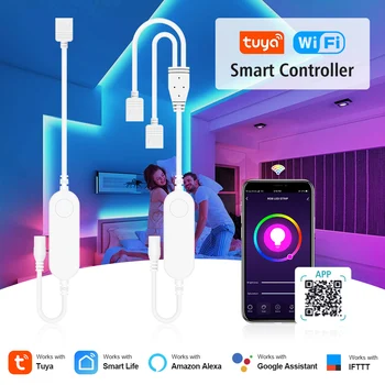 Tuya Smart WIFI LED Controller Work with Alexa Google Assistant Voice Control RGB LED Lights Strip 4pin RGB Single / Dual Output
Tuya Smart WIFI LED Controller Work with Alexa Google Assistant Voice Control RGB LED Lights Strip 4pin RGB Single / Dual Output