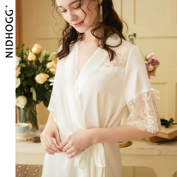 Summer Short-Sleeved Robe Silk Lace Loose Robes for Women Sleepwear Bride Bathrobe Bridesmaid Bath Robe White Sleep Wear
Summer Short-Sleeved Robe Silk Lace Loose Robes for Women Sleepwear Bride Bathrobe Bridesmaid Bath Robe White Sleep Wear