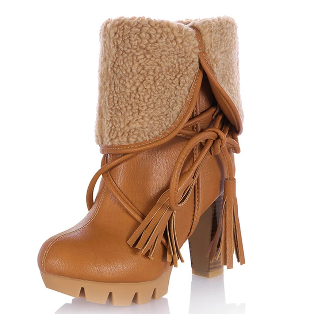 Women Retro Rome Short Boots Winter Mid-Calf Leather Boot Tassel Strap Cuffed Warm Fur Boot Lady Western High Heel Shoes Classic
Women Retro Rome Short Boots Winter Mid-Calf Leather Boot Tassel Strap Cuffed Warm Fur Boot Lady Western High Heel Shoes Classic