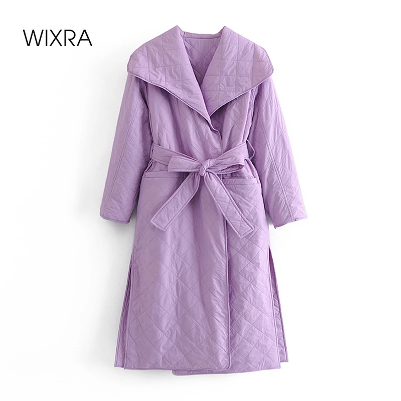 Женская куртка в уличном стиле Wixra трендовая фиолетовая длинная парка пальто с