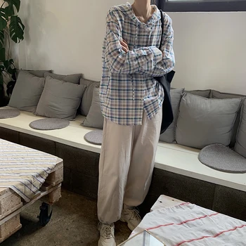 New Vintage plaid hooded spring Shirt female Oversize Tops Women Long sleeve Girls Blouse Autumn Women Blouses femme Blusas 
New Vintage plaid hooded spring Shirt female Oversize Tops Women Long sleeve Girls Blouse Autumn Women Blouses femme Blusas