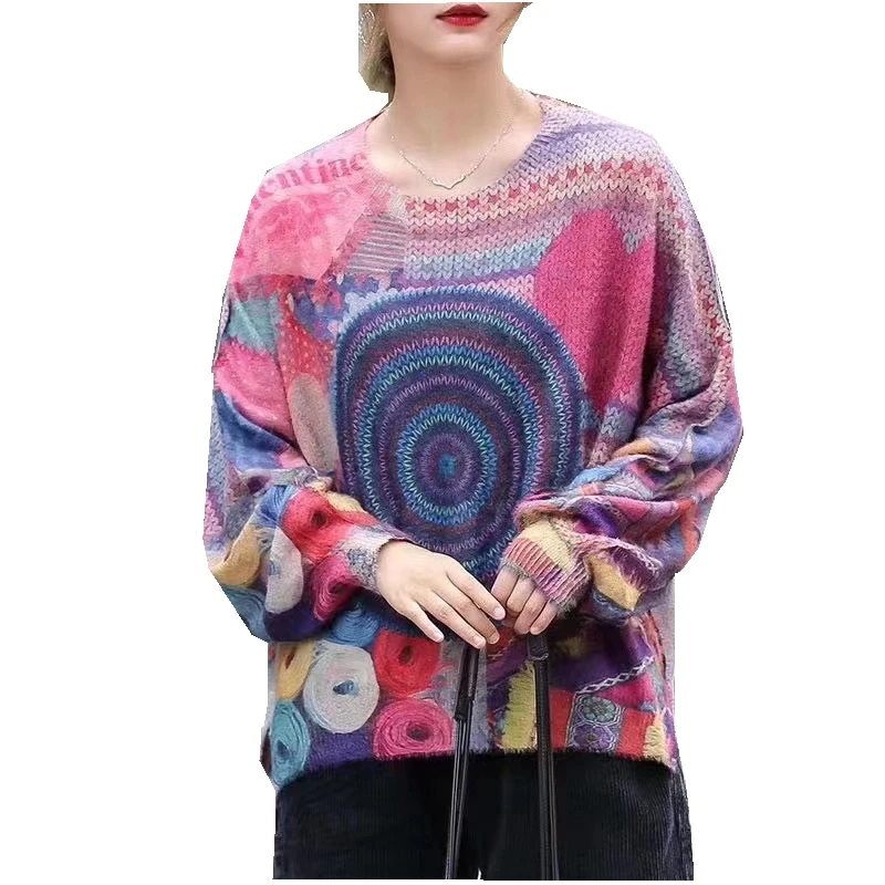 Loose Imitation Mink Sweater Lazy Style Loose Printed Pullover Sweater For Women 2020 Autumn New Tops O Neck Trend Fashion Tees
Loose Imitation Mink Sweater Lazy Style Loose Printed Pullover Sweater For Women 2020 Autumn New Tops O Neck Trend Fashion Tees