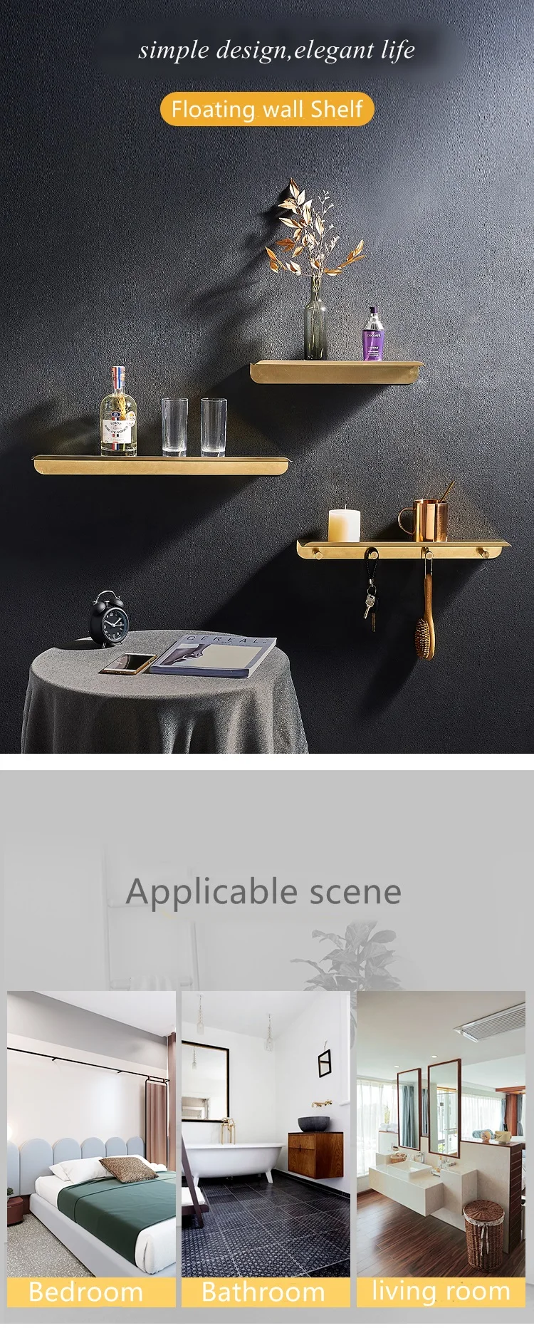 Generic Floating Shelves Stainless Steel 304 Trays Bookshelves Display