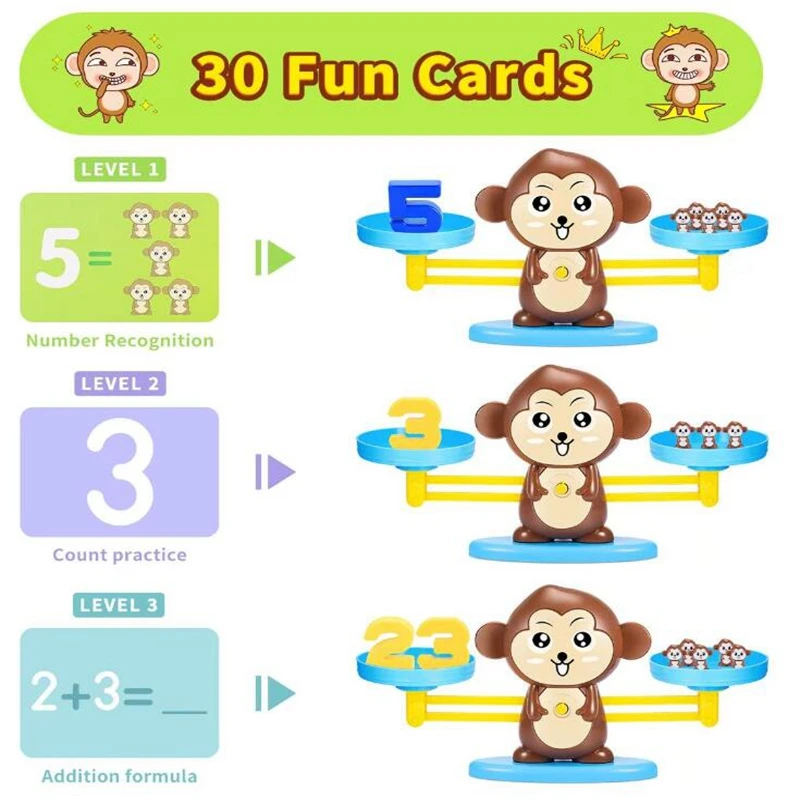 Monkey Balance Counting Cool Math Game-STEM Toy, Suitable for 3, 4 and 5 Year Old Children's Educational Math Teaching Tool
Monkey Balance Counting Cool Math Game-STEM Toy, Suitable for 3, 4 and 5 Year Old Children's Educational Math Teaching Tool