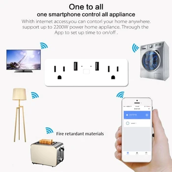 Dual USB Wireless Smart Socket US PLUG WIFI Smart Socket Smart life APP WIFI Intelligent Voice Control for Amazon alexa Google
Dual USB Wireless Smart Socket US PLUG WIFI Smart Socket Smart life APP WIFI Intelligent Voice Control for Amazon alexa Google