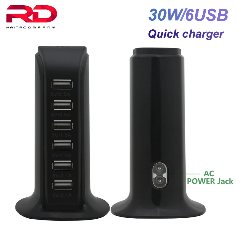 30W 6 портов USB зарядное устройство для iPhone x 8 5s 6s 7 Plus Мульти быстрая зарядка