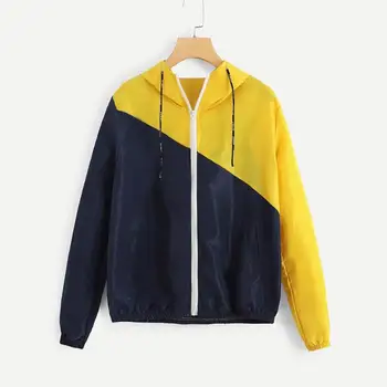 Women Thin Coat Long-Sleeve Matching Color Drawstring Hooded Spring Autumn Patchwork Sportswear Zipper Jacket for Female
Women Thin Coat Long-Sleeve Matching Color Drawstring Hooded Spring Autumn Patchwork Sportswear Zipper Jacket for Female