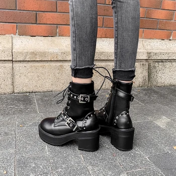 platform boots buckle Winter Motorcycle Boots Women British Ankle Boots Gothic Punk Low Heel ankle Boot snow Shoes YMA906-1
platform boots buckle Winter Motorcycle Boots Women British Ankle Boots Gothic Punk Low Heel ankle Boot snow Shoes YMA906-1