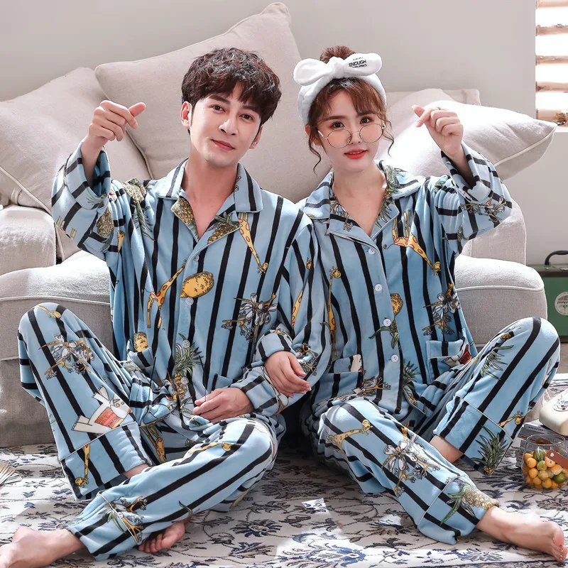 Autumn & Winter Flannel Couples Pajamas Stripes Warm Two-Piece Set Warm Island Velvet Large Size Homewear Set
Autumn & Winter Flannel Couples Pajamas Stripes Warm Two-Piece Set Warm Island Velvet Large Size Homewear Set