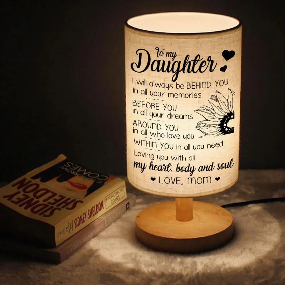 

To My daughter Wood LED Lights Decoration Table Lamp Living Room Learning Table Lamps For Bedroom Home Deco Bedside Bed Lamp