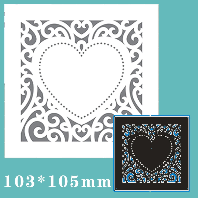 Cutting Dies Heart Lace Square Metal and Stamps Stencil for DIY Scrapbooking Photo Album Embossing Paper Card 103*105mm
Cutting Dies Heart Lace Square Metal and Stamps Stencil for DIY Scrapbooking Photo Album Embossing Paper Card 103*105mm