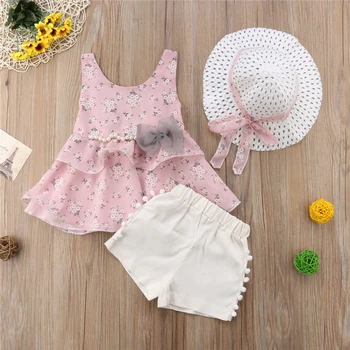 2-7Y Princess Cute Summer Holiday Clothes Sets Toddler Girls 3PCS Sleeveless Floral Print Dress Tops+Shorts+Hats Outfit
2-7Y Princess Cute Summer Holiday Clothes Sets Toddler Girls 3PCS Sleeveless Floral Print Dress Tops+Shorts+Hats Outfit