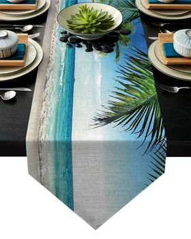 

Beach Coconut Tree Wave Sky Table Runner Table Flag Home Party Decorative Tablecloth Table Runners for Wedding