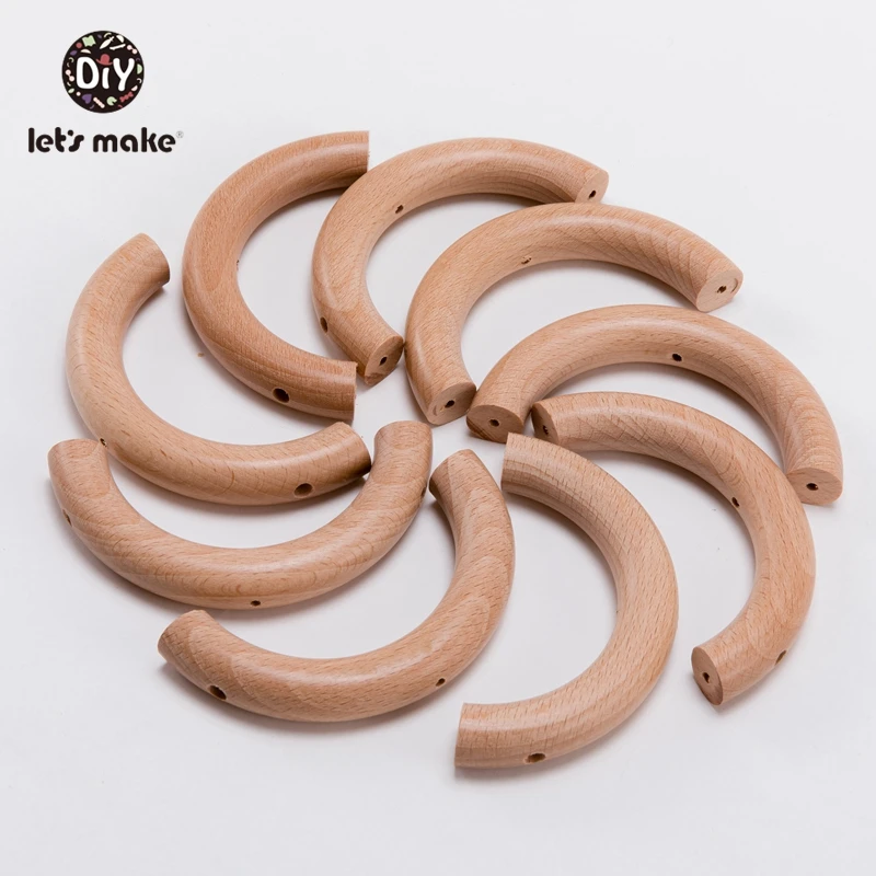 Let's Make 10pcs Baby Teether Wooden Ring Beech Half Ring With Hole 48*96mm Natural Wood Teething DIY Craft Accessories BPA Free Let's Make 10pcs Baby Teether Wooden Ring Beech Half Ring With Hole 48*96mm Natural Wood Teething DIY Craft Accessories BPA Free