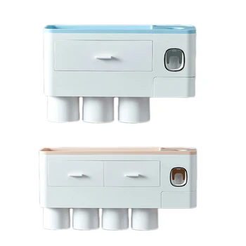 4Cup Toothbrush Holder Automatic Toothpaste Squeezers Dispenser Bathroom Set Cup Wall Mount Toiletries Storage Rack
4Cup Toothbrush Holder Automatic Toothpaste Squeezers Dispenser Bathroom Set Cup Wall Mount Toiletries Storage Rack