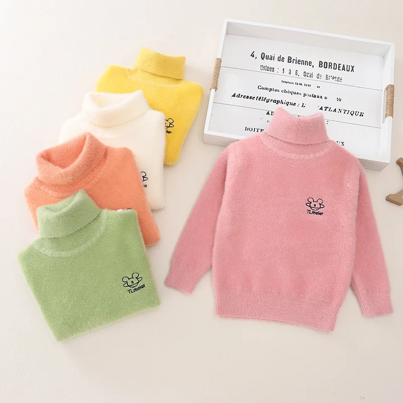 Girls High Collar Sweater 2019 New Style Candy-Colored Korean-style Baby Western Style Mink Cashmere Autumn And Winter Warm Base
Girls High Collar Sweater 2019 New Style Candy-Colored Korean-style Baby Western Style Mink Cashmere Autumn And Winter Warm Base