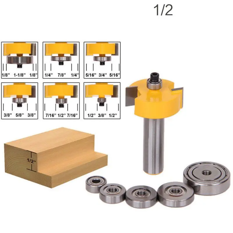 1/2 Height with 6 Bearings Rabbet Router Bit & Bearing Trimmer Kit 1/4" and 1/2" Shank for Woodworking Tools Carbide Tipped 63HF
1/2 Height with 6 Bearings Rabbet Router Bit & Bearing Trimmer Kit 1/4" and 1/2" Shank for Woodworking Tools Carbide Tipped 63HF