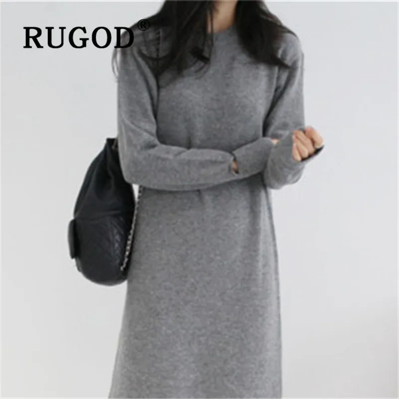 RUGOD 2019 New winter solid sweater dress for women o neck hollow out straight loose knitted long dress fashion femme elegant
RUGOD 2019 New winter solid sweater dress for women o neck hollow out straight loose knitted long dress fashion femme elegant