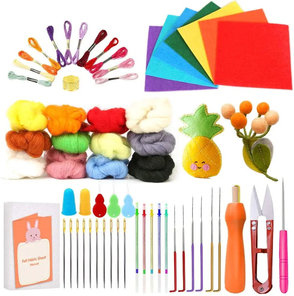 Imzay 120PCS Needle Felting Tools Kit Including Felting Needles Fabric Sheet Wool Roving Yarn, Foam Mat For Needle Felting
Imzay 120PCS Needle Felting Tools Kit Including Felting Needles Fabric Sheet Wool Roving Yarn, Foam Mat For Needle Felting
