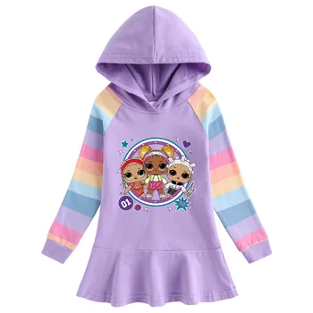 LOL Surprise Doll Girls Dress Hooded Pure Cotton Rainbow Long Sleeve Patchwork Ruffled Skirt Toddler Girls Fall Outfit
LOL Surprise Doll Girls Dress Hooded Pure Cotton Rainbow Long Sleeve Patchwork Ruffled Skirt Toddler Girls Fall Outfit