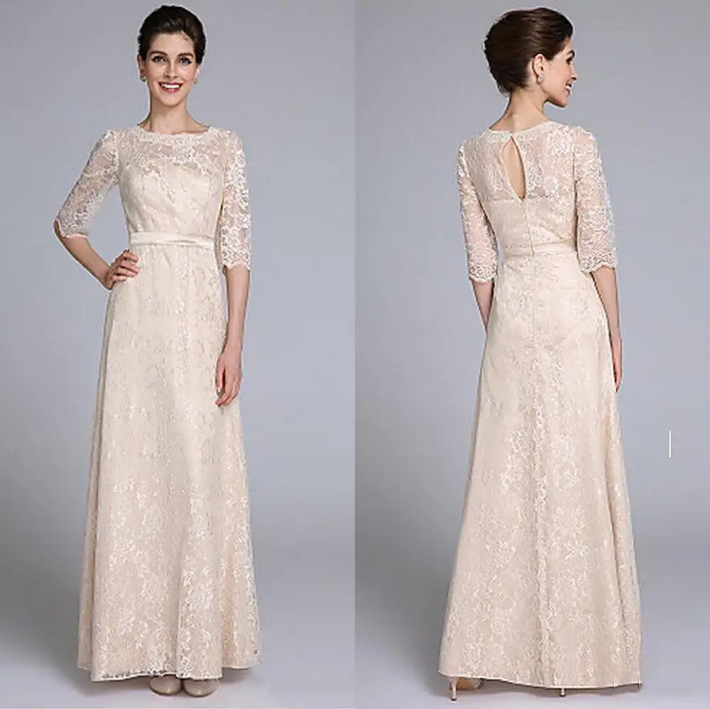2020 Champagne Half Sleeve Mother Of Bride Dresses Mermaid Lace Print Long Evening Gown A-Line Floor-Length Wedding Party Dress
2020 Champagne Half Sleeve Mother Of Bride Dresses Mermaid Lace Print Long Evening Gown A-Line Floor-Length Wedding Party Dress