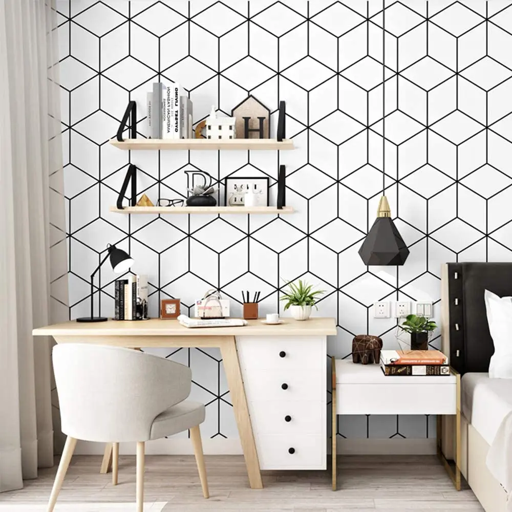10mx53cm White and Black Trellis Modern PVC Wallpaper Removable and Waterproof for Home Design and Room Wallpaper Decoration
10mx53cm White and Black Trellis Modern PVC Wallpaper Removable and Waterproof for Home Design and Room Wallpaper Decoration