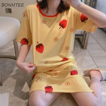 Nightgowns Women O-neck Short Sleeves Womens Summer Fashion Loose Oversize Student Cute Cartoon Night Wear Sleepshirts Basic New
Nightgowns Women O-neck Short Sleeves Womens Summer Fashion Loose Oversize Student Cute Cartoon Night Wear Sleepshirts Basic New