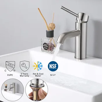 Aquaterior® Modern 1 Hole Bathroom Round Faucet Vanity Sink 1 Handle Cold & Hot Water Tap Brushed Nickel DIY
Aquaterior® Modern 1 Hole Bathroom Round Faucet Vanity Sink 1 Handle Cold & Hot Water Tap Brushed Nickel DIY