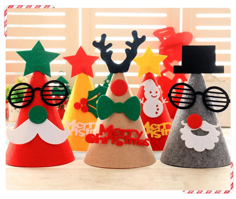 cartoon christmas hat for kids santa claus snowman deer in