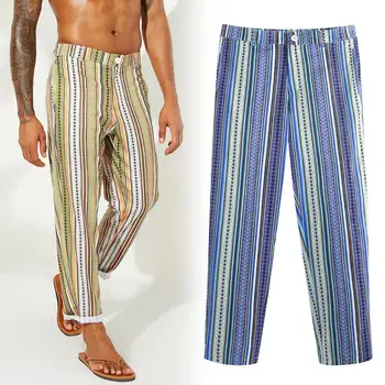 2020 Plus Size Men Vertical Stripes Print Button Straight Fitness Long Loose Pants Workout casual long pants Men Trousers 
2020 Plus Size Men Vertical Stripes Print Button Straight Fitness Long Loose Pants Workout casual long pants Men Trousers