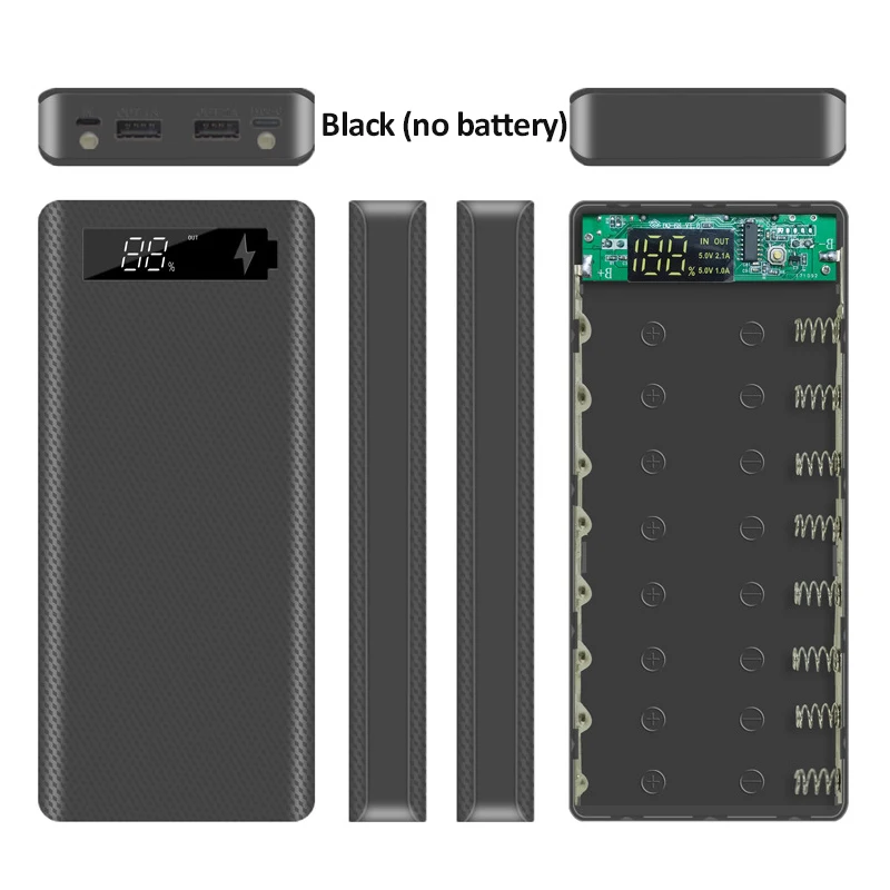 5V Dual USB 8*18650 Power Bank Battery Box Digital Display Mobile Phone Charger DIY Shell Case 18650 Battery Holder Charging Box
5V Dual USB 8*18650 Power Bank Battery Box Digital Display Mobile Phone Charger DIY Shell Case 18650 Battery Holder Charging Box