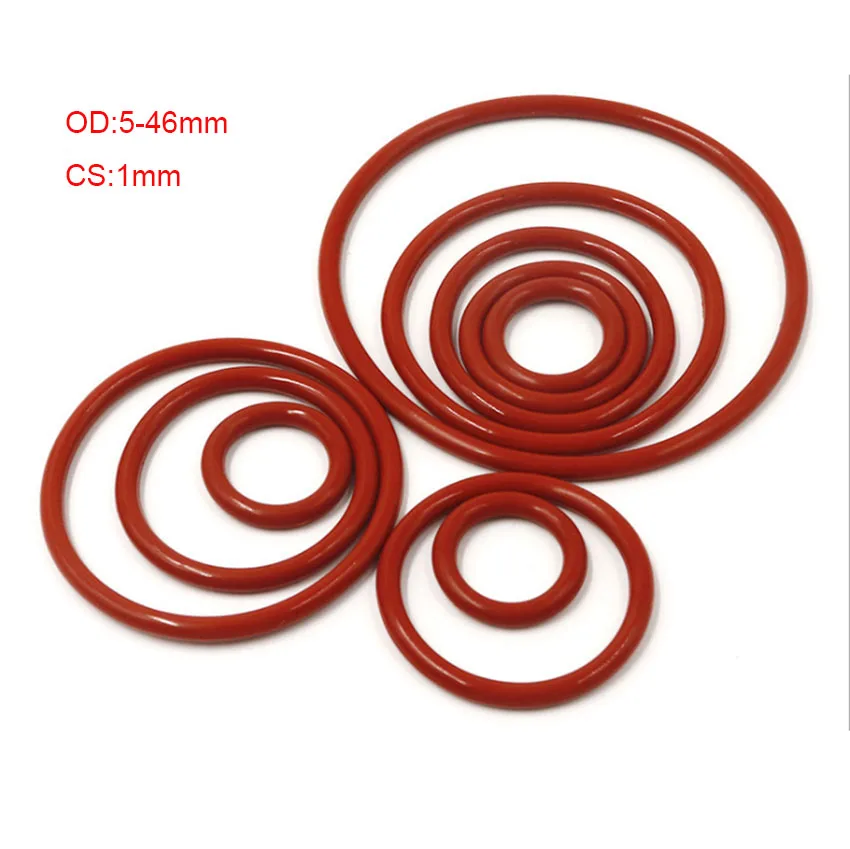 50pcs Red VMQ Silicone O Ring Gasket CS 1mm OD 5mm ~ 46mm Food Grade Silicon O Ring Gasket Rubber o-ring
50pcs Red VMQ Silicone O Ring Gasket CS 1mm OD 5mm ~ 46mm Food Grade Silicon O Ring Gasket Rubber o-ring