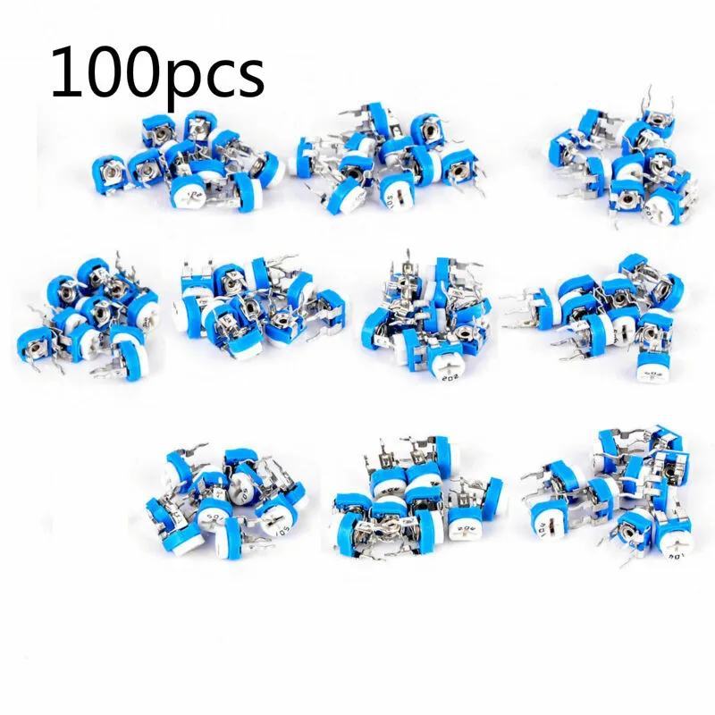 100 10 value potentiometer Trimpot variable resistance blue and white horizontal adjustable resistance potentiometer
100 10 value potentiometer Trimpot variable resistance blue and white horizontal adjustable resistance potentiometer