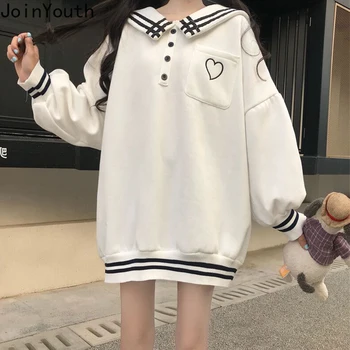 Joinyouth Wowens Sweatshirts Korean 2020 Spring Fashion Clothing Loose Wild Solid Female Striped Full Tops Sailor Collar 517 
Joinyouth Wowens Sweatshirts Korean 2020 Spring Fashion Clothing Loose Wild Solid Female Striped Full Tops Sailor Collar 517