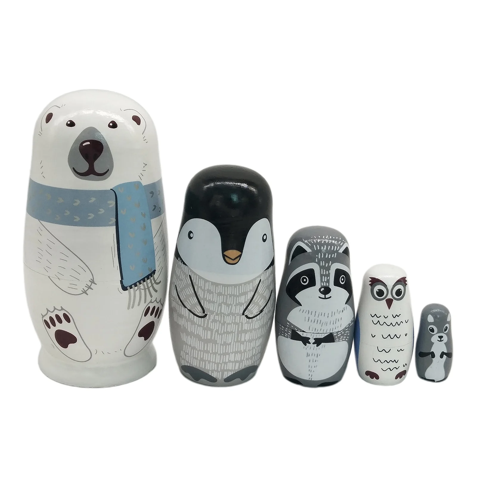 5 Pcs Russian Stacking Wooden Nesting Dolls Matryoshka Cartoon Animal Kids Toys 5 Pcs Russian Stacking Wooden Nesting Dolls Matryoshka Cartoon Animal Kids Toys