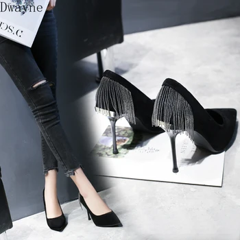 Sexy sexy black high heels female autumn 2019 spring new wild tassel pointed stiletto single shoes women's high heels
Sexy sexy black high heels female autumn 2019 spring new wild tassel pointed stiletto single shoes women's high heels