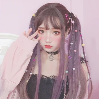 BUQI Wigs Bangs Mixed Purple Long Omber Straight And Wave Heat Resistant Synthetic False Hair For Cosplay Party Lolita Women
BUQI Wigs Bangs Mixed Purple Long Omber Straight And Wave Heat Resistant Synthetic False Hair For Cosplay Party Lolita Women