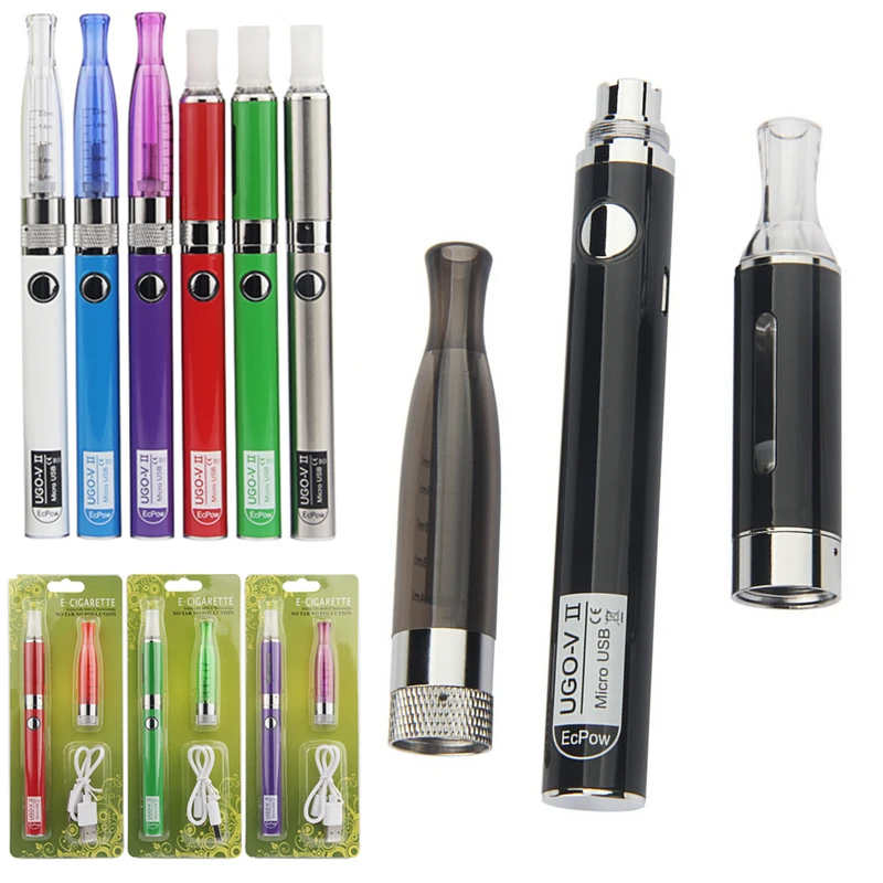 

E Cigarette Evod UGO-V II Vaporizer With Double Atomizer MT3+H2 650/900mAh Battery Metal Tube Blister Case Hookah Vape Pen