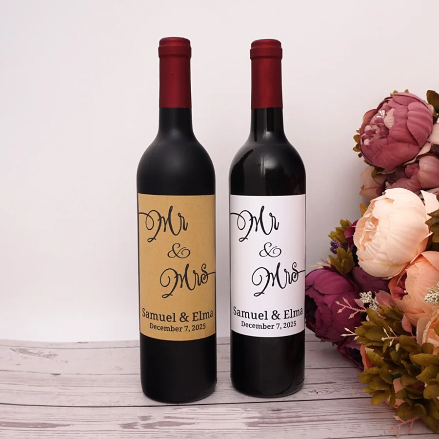 20pcs Customized Mr & Mrs Couple Name Personalized Party, Bride Shower, Wedding Champagne Wine Labels Stickers Bottle Wrapper 
20pcs Customized Mr & Mrs Couple Name Personalized Party, Bride Shower, Wedding Champagne Wine Labels Stickers Bottle Wrapper