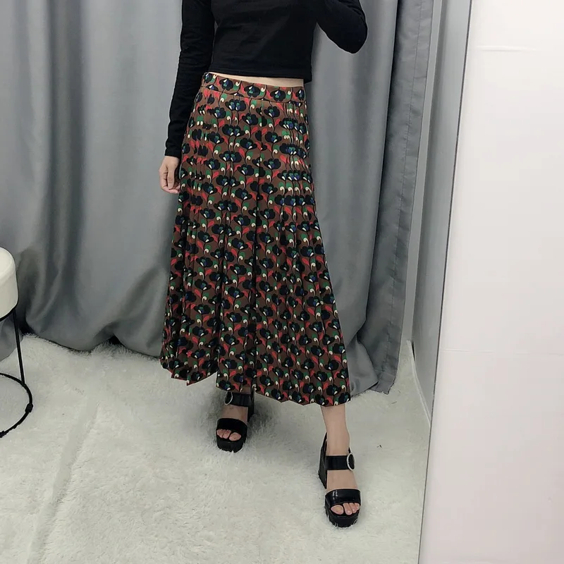 Фото Женская плиссированная юбка осень 2019 Новая модная винтажная Цветочная печать