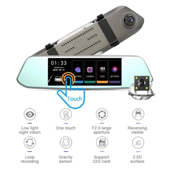 7 inches HD 1080P Car DVR Touch Screen Stream Media Dual Lens Auto Video Recorder Rearview mirror Dash cam Front and Rear camera
7 inches HD 1080P Car DVR Touch Screen Stream Media Dual Lens Auto Video Recorder Rearview mirror Dash cam Front and Rear camera