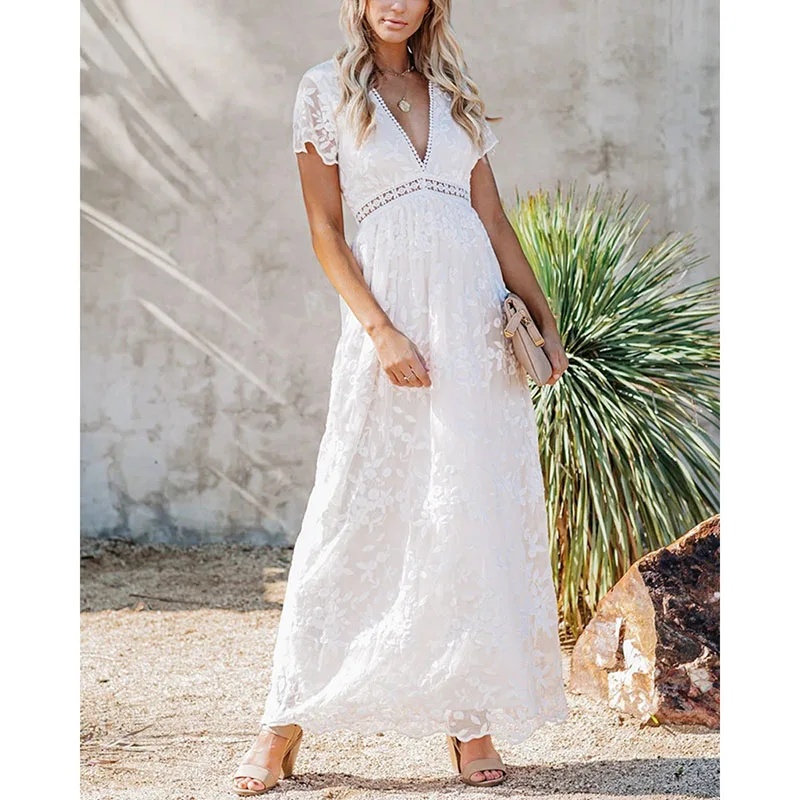 Ordifree 2021 Summer Boho Women Maxi Dress Embroidery Short Sleeve Vocation Sexy White Lace Tunic Long Beach Dress
Ordifree 2021 Summer Boho Women Maxi Dress Embroidery Short Sleeve Vocation Sexy White Lace Tunic Long Beach Dress
