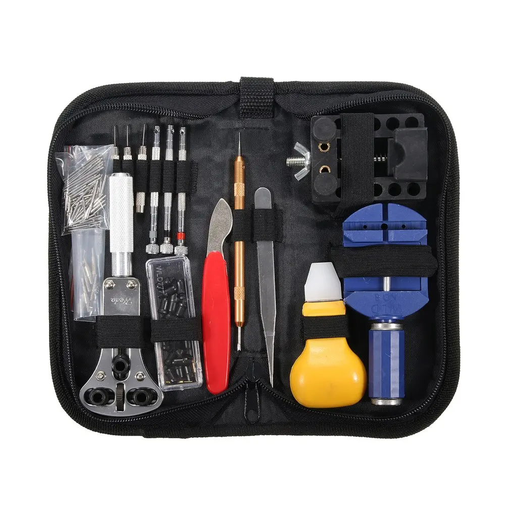 146PCS Professial Watch Repair Tool Kit With Portable Storage Bag Case Holder Link Pin Remover Case Opening Knife Tweezer Set
146PCS Professial Watch Repair Tool Kit With Portable Storage Bag Case Holder Link Pin Remover Case Opening Knife Tweezer Set