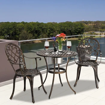 European-style Table And Chair Three-piece Set Bronze Color With Ice Bucket Strong Cast Aluminum Outdoor Exquisite Leisure Area
European-style Table And Chair Three-piece Set Bronze Color With Ice Bucket Strong Cast Aluminum Outdoor Exquisite Leisure Area