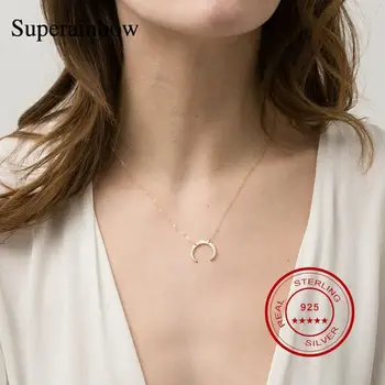 SUPERAINBOW 925 Sterling Silver Irregular Crescent Clavicle Chain Pendant Necklaces for Women Accessories Jewelry Gitfs SR-N67
SUPERAINBOW 925 Sterling Silver Irregular Crescent Clavicle Chain Pendant Necklaces for Women Accessories Jewelry Gitfs SR-N67