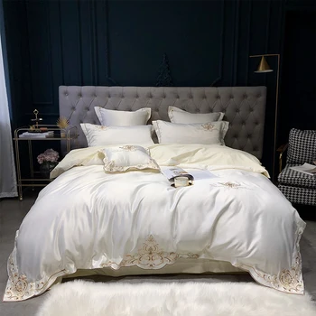 White Egyptian Cotton Bedding set US King Queen size Chic Golden Embroidery Bedding sets Super Soft Bed sheet set Duvet cover
White Egyptian Cotton Bedding set US King Queen size Chic Golden Embroidery Bedding sets Super Soft Bed sheet set Duvet cover